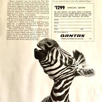 Qantas - Advert from National Geographic Nov 1970 - Airlines Near Me - Los Angeles, California