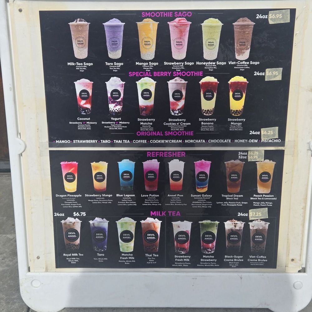 Devil & Angel Desserts - Drinks choices - Ice Cream & Frozen Yogurt Near Me - Walnut Creek, California Devil & Angel Desserts - Drinks choices - Ice Cream & Frozen Yogurt Near Me - Walnut Creek, California