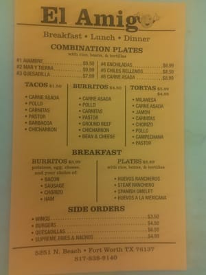 Menu photo 4 El Amigo Fort Worth, TX