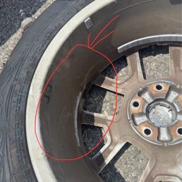Scratched inside of wheel from when wheel was barely hanging on Scratched inside of wheel from when wheel was barely hanging on