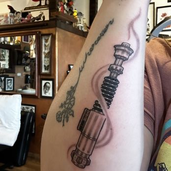 Farsyde Tattoo & Piercing - Luke Skywalker lightsaber hilt Kaesey designed and completed. - Tattoo Near Me - Lihue, Hawaii