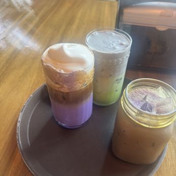 Cafe 104 - Ube espresso esspiner, sesame matcha latte, ube matcha latte w oatmilk (so good, should've taken better pics) lol - Breakfast & Brunch Near Me - Duluth, Georgia Cafe 104 - Ube espresso esspiner, sesame matcha latte, ube matcha latte w oatmilk (so good, should've taken better pics) lol - Breakfast & Brunch Near Me - Duluth, Georgia