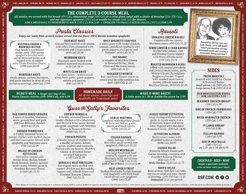 Menu photo 1 The Old Spaghetti Factory Roseville, CA