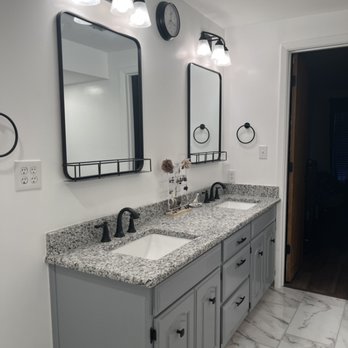 Alpha Exteriors and Remodeling - Complete bathroom remodel with super happy customer! - Drywall Installation & Repair Near Me Alpha Exteriors and Remodeling - Complete bathroom remodel with super happy customer! - Drywall Installation & Repair Near Me