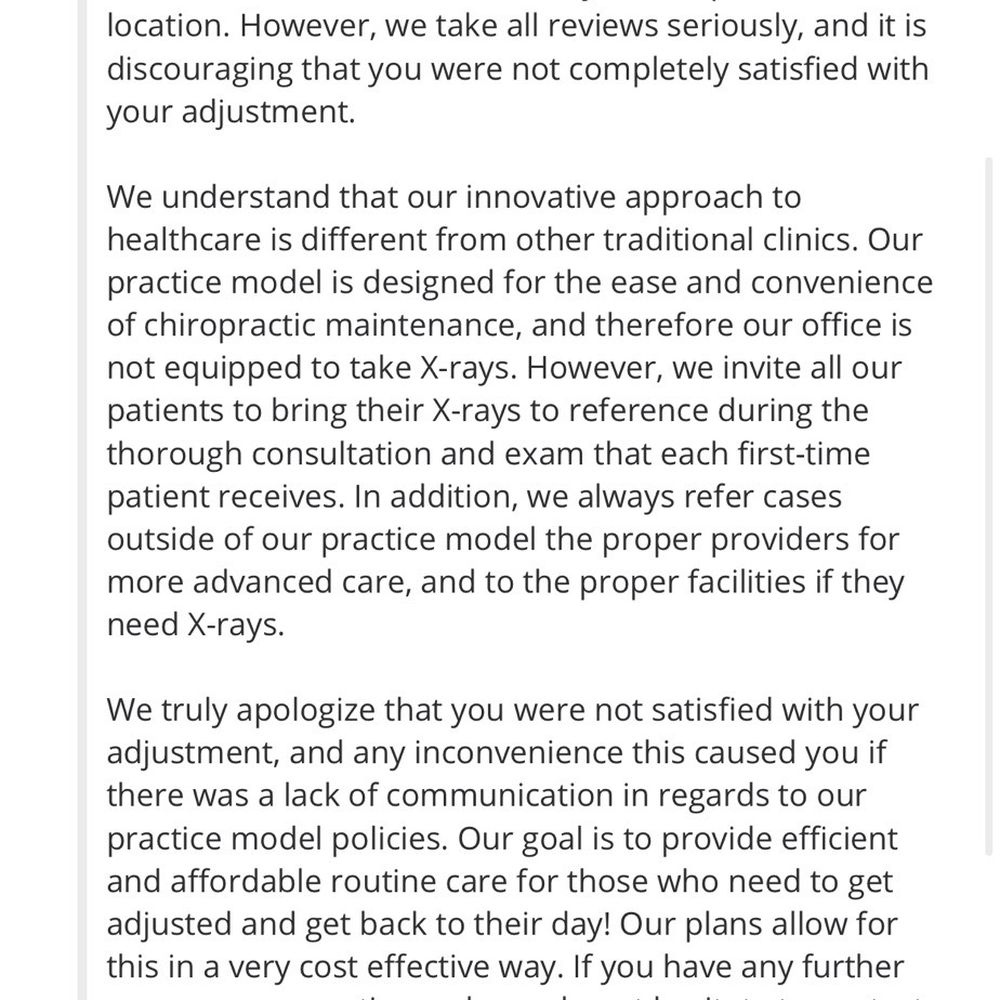 Screenshot of The Joint's Response to my bad review Screenshot of The Joint's Response to my bad review