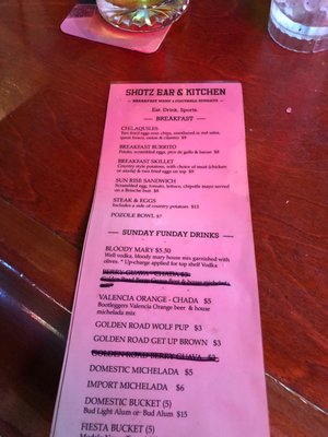 Menu photo 1 Shotz Bar & Kitchen La Habra, CA Menu photo 1 Shotz Bar & Kitchen La Habra, CA