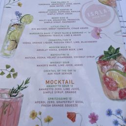 Cocktail menu