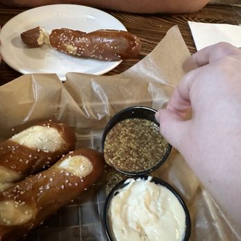 The Royal Oak Brewery - Pretzel sticks with pure liquid mustard - Breweries Near Me - Royal Oak, Michigan
