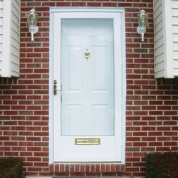 Doors Select - Aluminum storm door with built-in full size mail slot in 3.5" extruded cross member