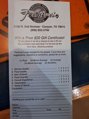 Feldman's Wrong Way Diner by null