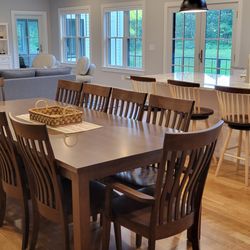 Cherrystone Furniture - Walnut Dining room set wit counter stools