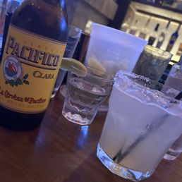 Margarita Pacifico and shot of tequila Margarita Pacifico and shot of tequila
