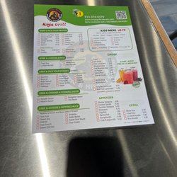 Ninja Grill - Menu where you order your food