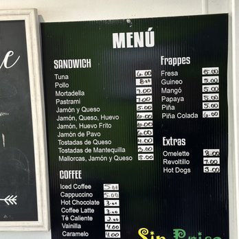 Sin Prisa - Menu - Coffee & Tea Near Me - San Juan, Puerto Rico