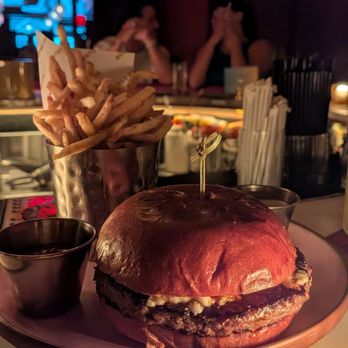Bar Bonobo - Burger w/ Fries - little dry - Cocktail Bars Near Me - New York, New York
