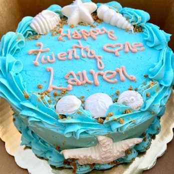 Tullio's Bakery - Beach Birthday Cake! Chocolate w/ buttercream, white chocolate shells and starfish, graham cracker sand - Bakeries Near Me - Duck, North Carolina