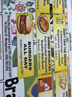Menu photo 1 PBF Cafe Montgomery, NY