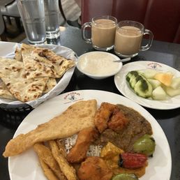 Limited lunch buffet daily. Naan, sweet bread, fries, fish pakora, grilled peppers, salad bar, kheer (rice pudding) & chai tea Limited lunch buffet daily. Naan, sweet bread, fries, fish pakora, grilled peppers, salad bar, kheer (rice pudding) & chai tea