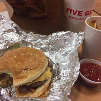 Five Guys - Little Cheese Burger (aka 1 patty vs 2 patties), Regular Fries and a Regular drink = - Fast Food Near Me - Mohegan Lake, New York