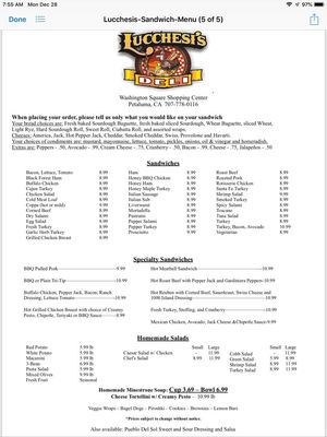 Menu photo 1 Lucchesi's Delicatessen Petaluma, CA Menu photo 1 Lucchesi's Delicatessen Petaluma, CA