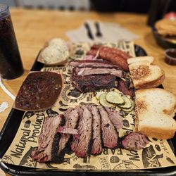 Cornerstone BBQ Redlands - Pork ribs, brisket, sausage, beans, and potato salad