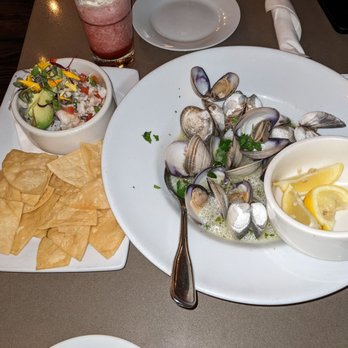 Bluewater Grill - Shrimp ceviche and steamed clams - Seafood Near Me - Avalon, California Bluewater Grill - Shrimp ceviche and steamed clams - Seafood Near Me - Avalon, California