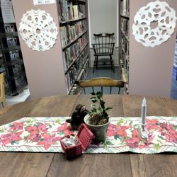 Brooklyn Town Library - Holiday decorations, Adult Fiction section, Brooklyn Town Library, CT, 2022