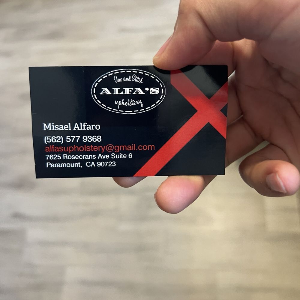 Alfa's Upholstery - Business card - Auto Upholstery Near Me - Paramount, California
