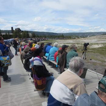 Upper Geyser Basin - The June 2014 crowd waiting for Old Faithful to erupt. - Landmarks & Historical Buildings Near Me - Yellowstone National Park, Wyoming Upper Geyser Basin - The June 2014 crowd waiting for Old Faithful to erupt. - Landmarks & Historical Buildings Near Me - Yellowstone National Park, Wyoming