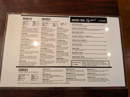 Menu photo 8 Arches Thai Moab, UT