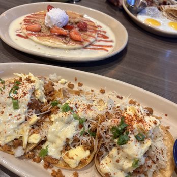 Snooze, an A.M. Eatery - Breakfast tacos Strawberry shortcake pancake - Breakfast & Brunch Near Me - Addison, Texas Snooze, an A.M. Eatery - Breakfast tacos Strawberry shortcake pancake - Breakfast & Brunch Near Me - Addison, Texas