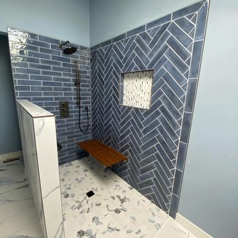 Drew Thatcher Construction - Bathroom Remodel with herringbone tile! - General Contractors Near Me