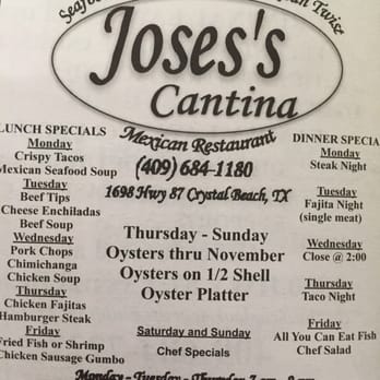 Jose's Cantina - Jose's has tons of specials throughout the week - Mexican Near Me - Crystal Beach, Texas