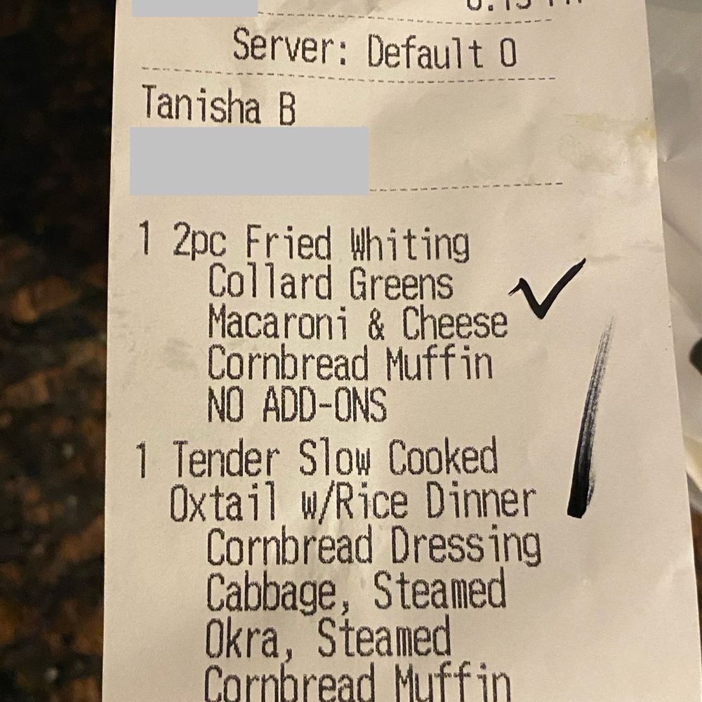 Big Daddy's Kitchen - Receipt - Soul Food Near Me - Atlanta, Georgia