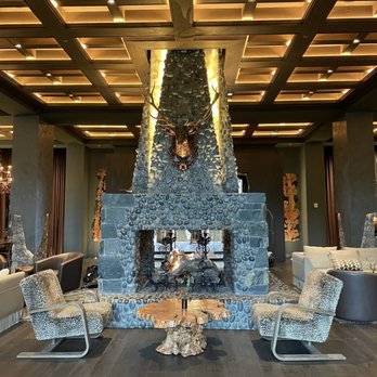 Between The Trees - Grand Bohemian Lodge Lobby Fireplace - French Near Me - Greenville, South Carolina
