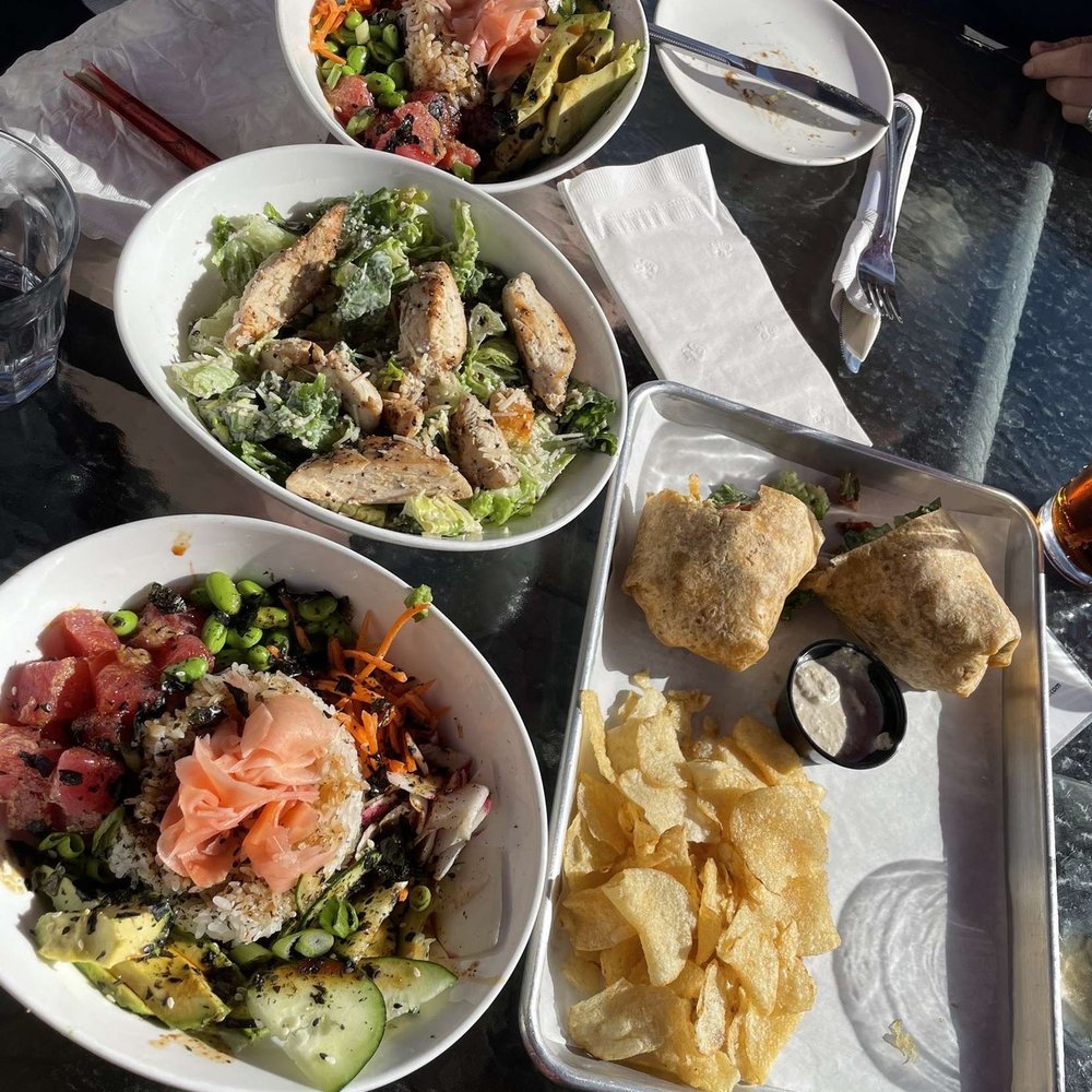 County Line - Ahi Poke Bowls (2), Smoked Chx Caesar, Smoked Chx Caesar Wrap (couldn't eat due to pepper for my friend) - American Near Me - Chelan, Washington