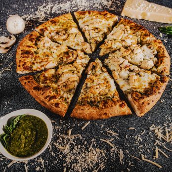 Mr. Pizza - Pesto Chicken Pizza
(pesto sauce, chicken, mushroom) - Pizza Near Me - Los Angeles, California Mr. Pizza - Pesto Chicken Pizza
(pesto sauce, chicken, mushroom) - Pizza Near Me - Los Angeles, California