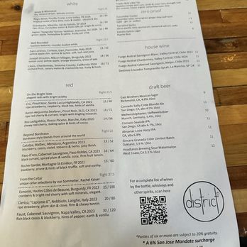 District - Drink menu - Tapas/Small Plates Near Me - San Jose, California