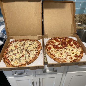 AJ's Pizza - 3 topping pizza, half and half cheese and pep - Pizza Near Me - Myrtle Beach, South Carolina