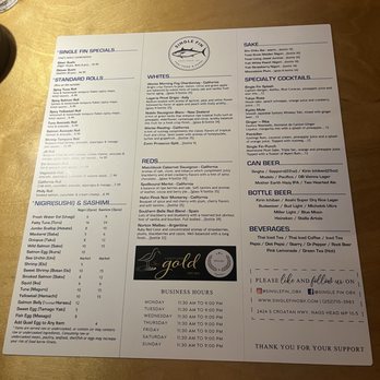 Single Fin Thai Sushi - Nags Head - Menu (2025) - Sushi Bars Near Me - Nags Head, North Carolina Single Fin Thai Sushi - Nags Head - Menu (2025) - Sushi Bars Near Me - Nags Head, North Carolina