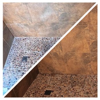 The Kleenerz - Before and After of a shower we did that had major hard water build up.. this is what we aim for our deep cleaning services! - Home Cleaning Near Me - Tucson, Arizona The Kleenerz - Before and After of a shower we did that had major hard water build up.. this is what we aim for our deep cleaning services! - Home Cleaning Near Me - Tucson, Arizona
