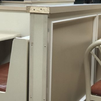 Burger King - Missing laminated woodwork ends.  This is what we want our tourist town that attracts thousands per year? - Burgers Near Me - Sturbridge, Massachusetts