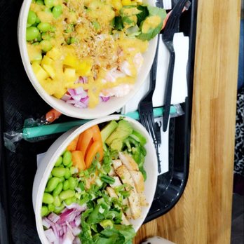 Poke Kai - Chicken poke bowl and shrimp poke bowl with coconut and honey dew bubble tea - Japanese Near Me - Allentown, Pennsylvania