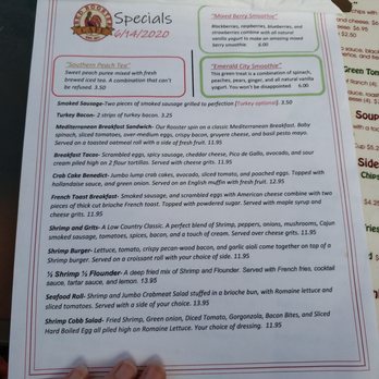 Red Rooster Cafe - 6/14/20 specials - Breakfast & Brunch Near Me - Beaufort, South Carolina