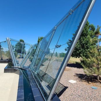Colorado Freedom Memorial - Glass panels with names etched on them and water below  07-02-2022 - Landmarks & Historical Buildings Near Me - Aurora, Colorado
