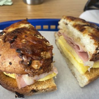 The Donut Patch - Ham, egg cheese on New York style three cheese bagel - Donuts Near Me - Oviedo, Florida