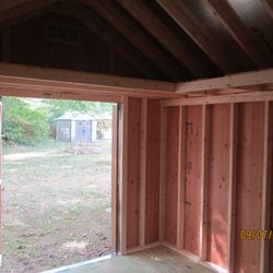 Creative Outdoor Sheds - Looking out of shed (note that two lofts are installed)