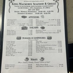 King Mackerel - Menu front