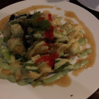 Omiya Sushi - Star Wars salad - fried shrimp with avocados and lettuce dazzled with wasabi sauce and another sauce - Japanese Near Me - Brooklyn, New York Omiya Sushi - Star Wars salad - fried shrimp with avocados and lettuce dazzled with wasabi sauce and another sauce - Japanese Near Me - Brooklyn, New York