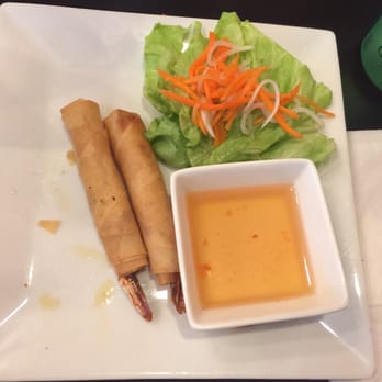 Pho 7 - Terrible photo, but these we're supposed to be shrimp egg rolls. I assumed there'd be stuffing, with cabbage and stuff. Nope. - Vietnamese Near Me - Vienna, Virginia